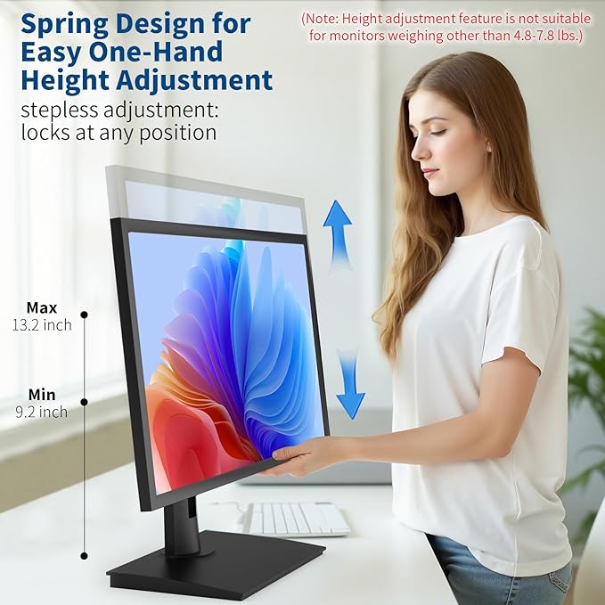 Vesa Monitor Stand with Spring-Adjustable Height, Swivel, Tilt, Rotation Vesa Stand, Compatible with Monitors Within 27 inch and Weighing Between 4.8-7.8lb (Black, Only for 4.8-7.8 lb Monitor)