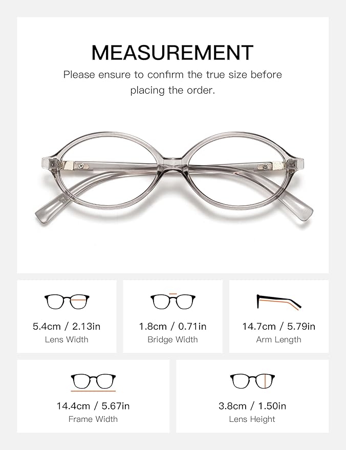 Slocyclub 2 pack Fashion Oval Glasses for Women Men Vintage Oval Small Frame Eyeglasses Retro Blue Light Blocking Glasses with Eyeglass Case, Grey and Whiskey Tortoise