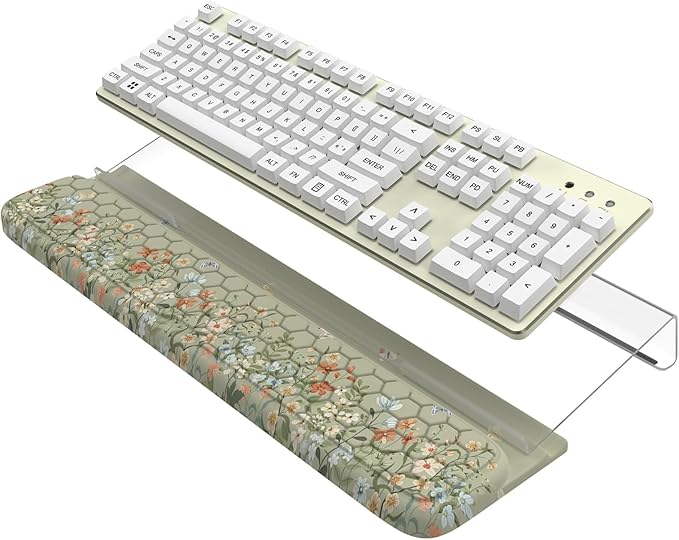 HAOCOO Computer Keyboard Stand, Wrist Rest with 3-Level Height Adjustment, Acrylic Keyboard Holder for Comfortable Typing, Tilted Keyboard Rest, Desk Wrist Pad for Office, Home