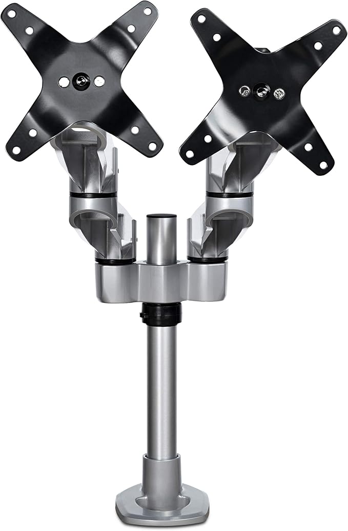 StarTech.com Desk Mount Dual Display Arm, Premium Articulating VESA Mount for Screens up to 27" (17.6lb/8kg), Height Adjustment, Rotate, Tilt, Swivel, Clamp or Grommet Base, TAA