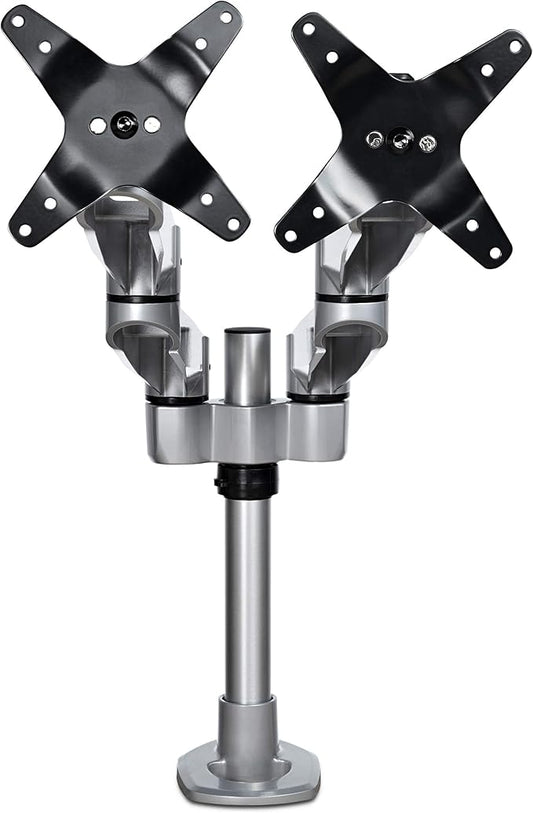 StarTech.com Desk Mount Dual Display Arm, Premium Articulating VESA Mount for Screens up to 27" (17.6lb/8kg), Height Adjustment, Rotate, Tilt, Swivel, Clamp or Grommet Base, TAA