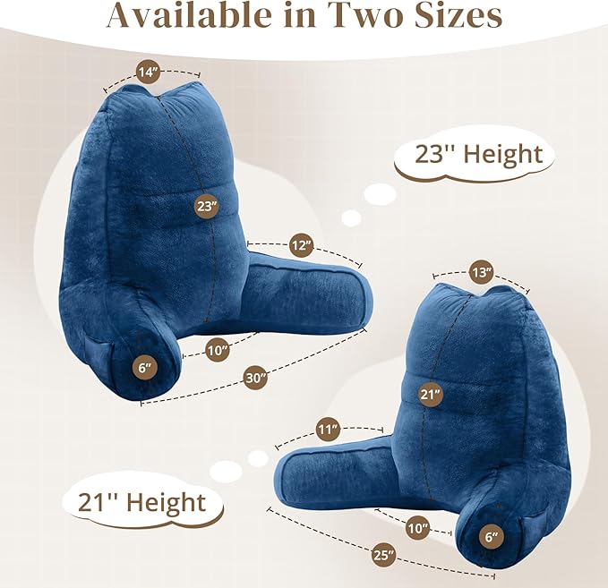 Sasttie Reading Pillow, Pillows for Reading or Relaxing – Ergonomic Support for Head, Neck, Back, and Lumbar, 21-Inch, Navy Blue