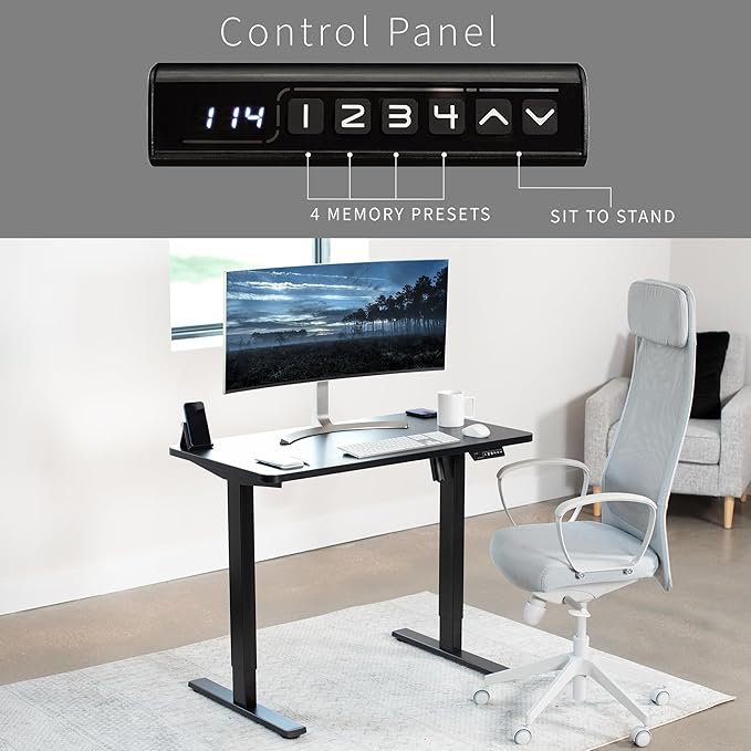 VIVO Electric 43 x 24 in Standing Desk, Memory Height Adjustment, 1B Series, Holds 220 lbs, Black Top, Black Frame, DESK-1B4B