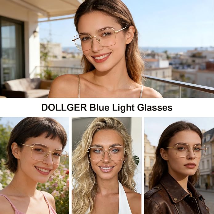 Dollger Blue Light Blocking Glasses women Anti Glare UV Filter Computer Gaming Glasses Retro matal square Eyeglasses Frame