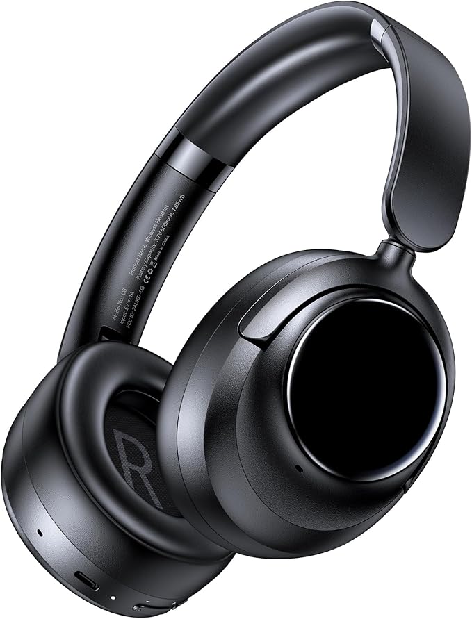 Hybrid Active Noise Cancelling Headphones,120H Playtime Bluetooth 6.0 Over Ear Headphones with Hi-Res Audio,5 ENC Mics Clear Call,HiFi Stereo Foldable Wireless Headphone Headset for Travel Office Game