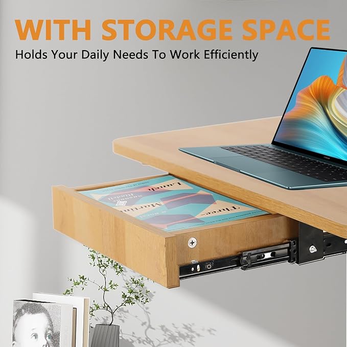 CLATINA Mobile Laptop Standing Desk, Height Adjustable Teacher Podium with Lockable Wheels, Adjustable Work Table with Drawer, Computer Cart Overbed Table for Home Office Classroom, Beige