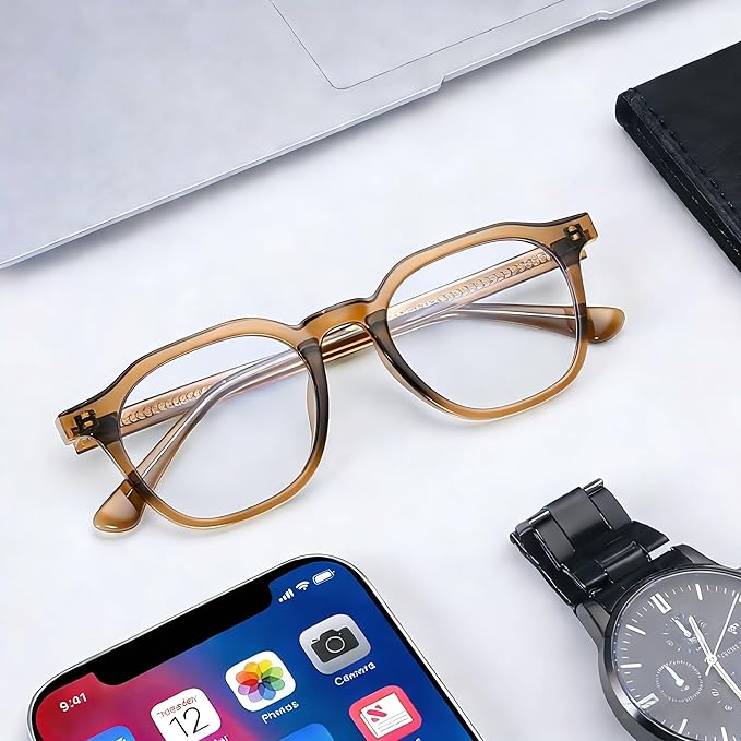 Dollger Blue Light Blocking Glasses For Woman Men Thick-Framed Square Non-Prescription, For Computer,Gaming, Phone Use