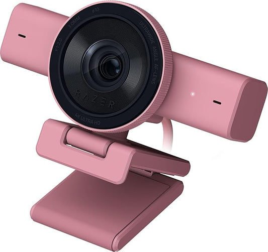 Razer Kiyo V2 Streaming Webcam: 4K 30 FPS, 1080p 60 FPS - AI Powered Auto-Framing - Built-in Microphone - Ultrawide Angle Lens - Privacy Cover - Works with OBS, Xsplit, Discord, Zoom, Teams - Pink