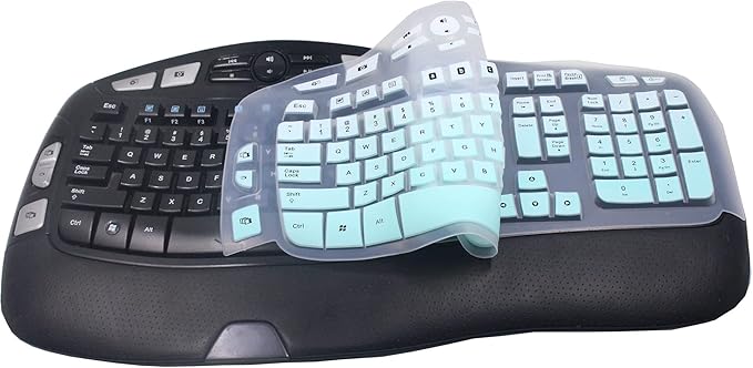Ultra Thin Desktop PC Silicone Keyboard Cover Skin Protector Compatible with Logitech K350 MK550 MK570 Wireless Wave Keyboard (NOT for Other Desktop Keyboards) (Gradient Mint)