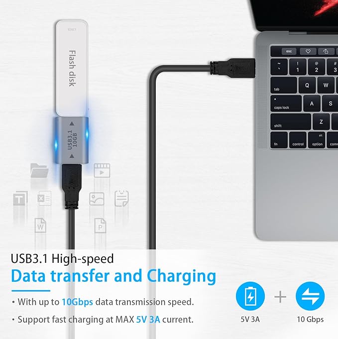 Duttek 10Gbps USB C to USB A Male Adapter and USB C Female to USB A Female Adapter (USB 3.1 Type C Gen2), Bi-Directional Support Data Sync & Charging for PC, Laptop, Phone 2 Style