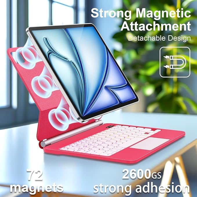 Keyboard Case for iPad Air 13 inch (M4/2026 /M3 2025/M2, 2024),iPad Pro 12.9 inch (3/4/5/6th Gen)，Magic-Style Magnetic – Floating Cantilever Stand – Backlit Keyboard Case with Multi-Touch Trackpad