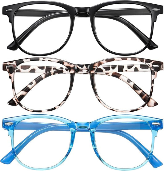 Okany Blue Light Glasses for Kids 3 Pack Anti Glare & Eye Strain Glasses Computer TV Phone Tablets UV Protection Glasses