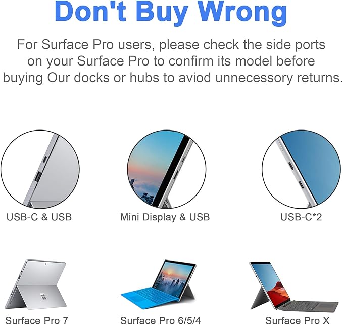Surface Pro 4/Pro 5/Pro 6 Docking Station USB Hub USB 3.0 Hub Adapter, SD & TF/Micro SD Memory Card Reader, 4K HDMI Port Converter Accessories for Surface Pro 6/5/4