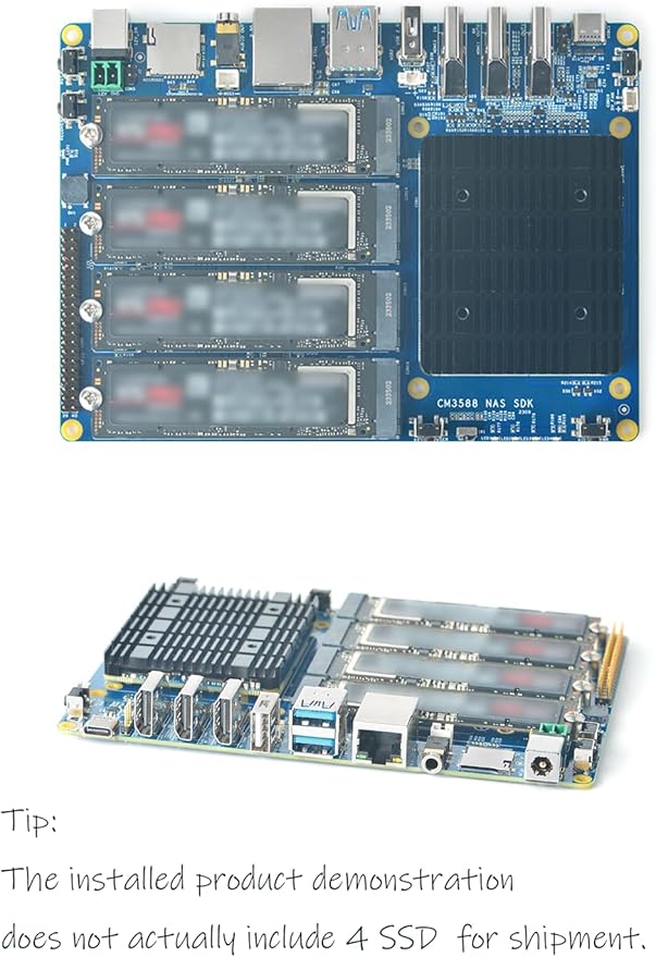 youyeetoo CM3588 Plus Mini NAS Platform, up to 8K Video, RK3588,OpenMediaVault fit,32GB LPDDR5, 4 x M.2 PCIe3.0 Socket, NAS Solutions, Home Server,Local Cloud Storage (32G+64G Core Board)