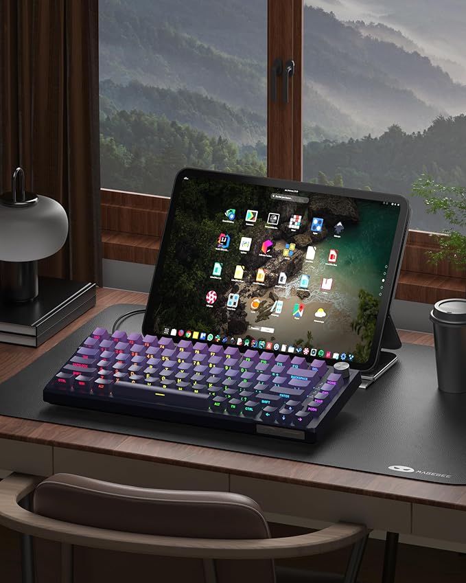 MageGee SKY81 75% Mechanical Gaming Keyboard, RGB Hot Swappable Wired Custom Creamy Keyboards with 5-Layer Sound Dampening, Knob, Side Printed Keycaps for Win/Mac (Dark Purple, Blue Whale Switch)