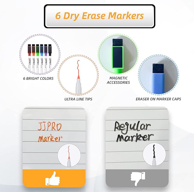 JJPRO Magnetic Dry Erase Chore Chart for Fridge-14.5"x11" Chore Chart for Multiple Kids & Adults, 4 to Do Lists for Refrigerator -Dry Erase Chore Board -Behavior Chart for Multiple Kids