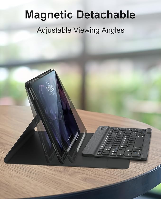 iPad 9th Generation Case with Keyboard, 10.2 inch Slim Smart Case Built-in Pencil Holder Folio Stand Cover Detachable Bluetooth Keyboard for iPad Keyboard Case 9th/8th/7th and iPad Pro 10.5" (Black)