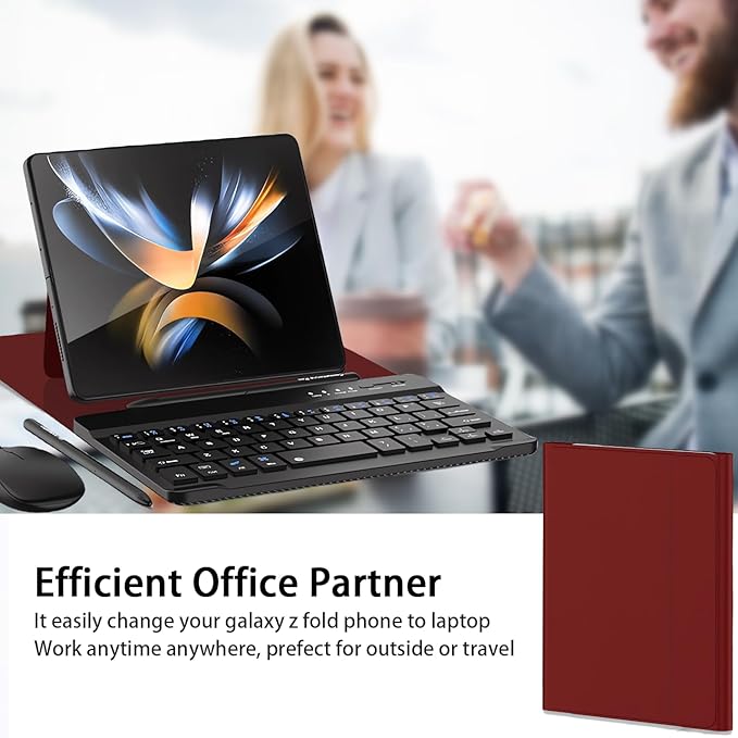 for Samsung Galaxy Z Fold 7 6 5 Keyboard and Mouse, Portable Mini 7.9 inch Bluetooth Keyboard with Leather Case and Capacitive Pen, 4 in 1 Set for Z Trifold Fold7 Accessories