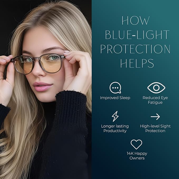 Blue Light Blocking Glasses - Anti Eye Strain Glasses for Gaming, Reading & Computer - Comfort Eyewear for Women & Men