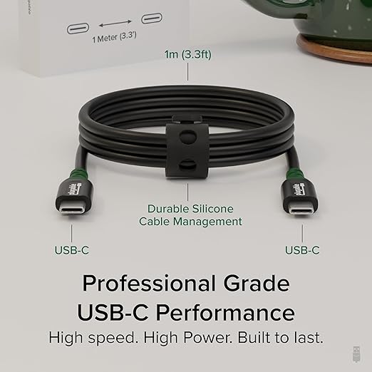 Plugable USB C Cable, 240W Charging Cable 20Gbps, 4K 120Hz, 8K 60Hz USB-C Monitor, for iPhone, MacBook, iPad, Samsung Galaxy, 3.3 Feet (USBC-240W-1M)