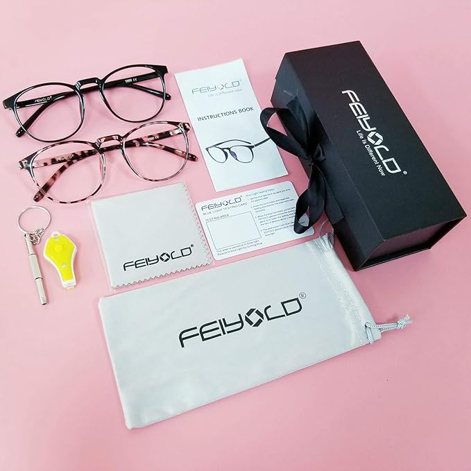 Blue Light Blocking Glasses Women/Men,Retro Round Anti Eyestrain Computer Gaming Glasses(2Pack)