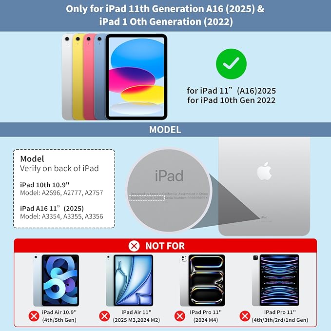 HOTLIFE for iPad A16 11th Generation/10th Generation Case with Keyboard,Touch Keyboard for iPad 11" /10th Gen 10.9 inch 2022-10 Color Backlight, 360° Rotatable Protective Cover (Ocean Blue)