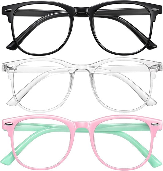 Okany Blue Light Glasses for Kids 3 Pack Anti Glare & Eye Strain Glasses Computer TV Phone Tablets UV Protection Glasses