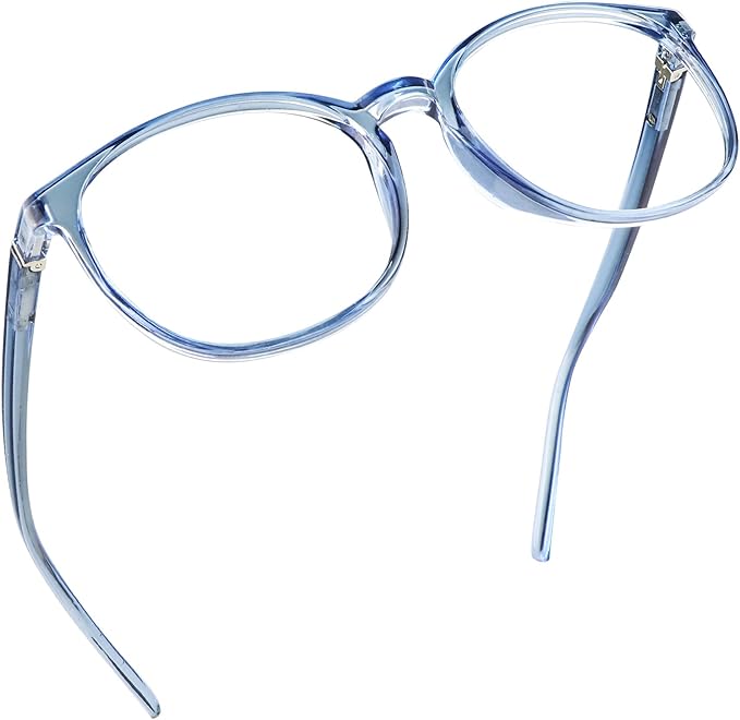 LifeArt Round Blue Light Blocking Glasses, Computer Glasses, Gaming Glasses, TV Glasses for Women Men (Light Blue, 3.50 Magnification)