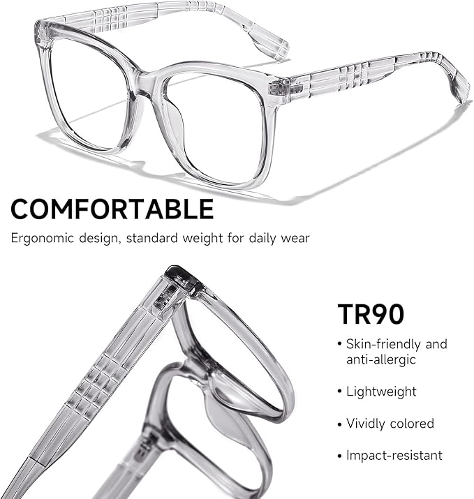 Oversized Square Blue Light Blocking Glasses for Women and Men - Gaming & Computer Anti-Fatigue