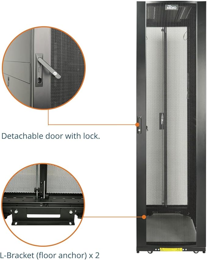 Tecmojo 48U Server Rack Cabinet - PRE-Assembled 24inch Width 43inch Depth IT Network Equipment Cabinet Rack Enclosure with Casters - 3000lbs Weight Capacity(06Black)