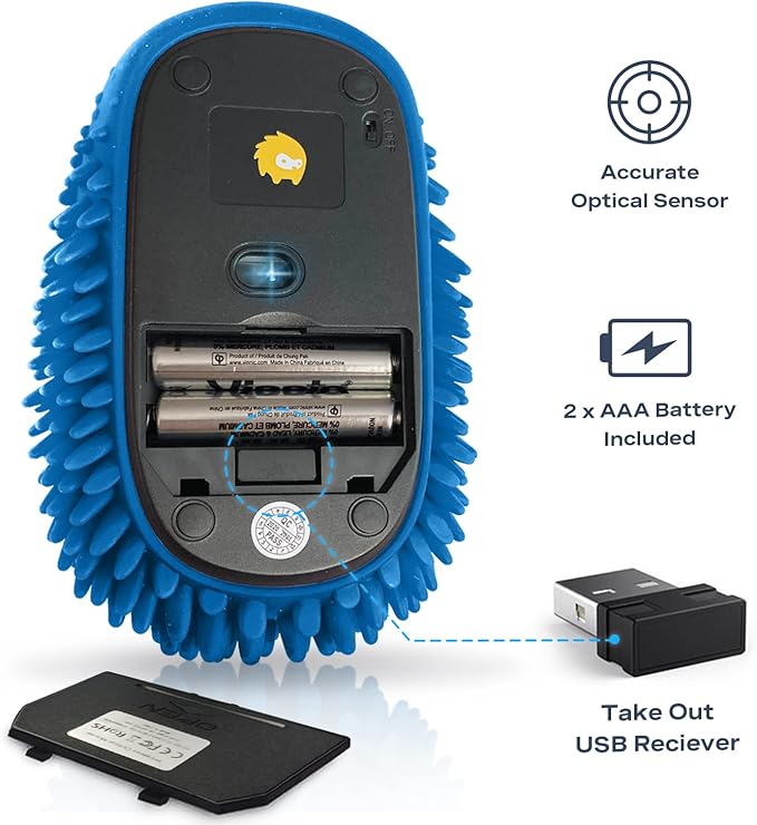 HedgeHog Health Hoglet Wireless Computer Mouse – Cute, Functional, and Tactile Fidget Tool. Combines Stress Relief with Comfort and Style, Perfect for Enhancing Focus and Productivity (Blue)