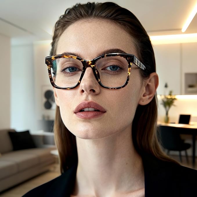 Oversized Square Blue Light Blocking Glasses for Women and Men - Gaming & Computer Anti-Fatigue