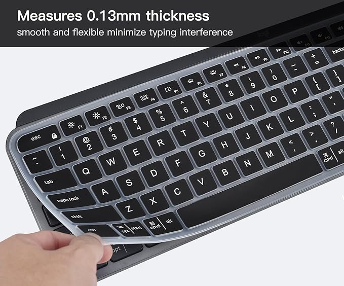 Keyboard Cover Skin for Logitech MX Keys S & MX Keys Advanced Illuminated Wireless Keyboard, Logitech Craft Advanced Wireless Keyboard Protector, (Not Fit MX Keys S for Mac), Black