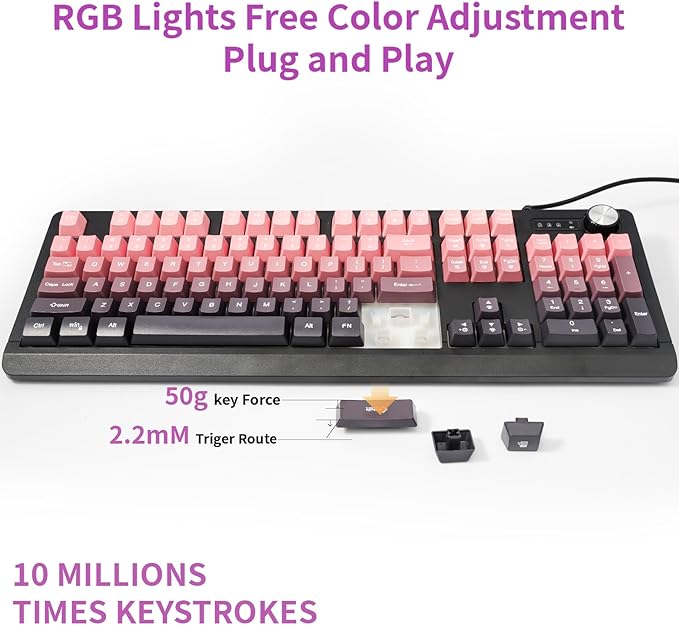 Wired RGB Gaming Membrance Keyboard. 100 Percent Mini Creamy LED Computer Keyboard .Small Ergonomic Clicky Teclado with ABS Backlit Unreplaceable Keycaps. for PC Laptop MAC Gamer. (Gray)