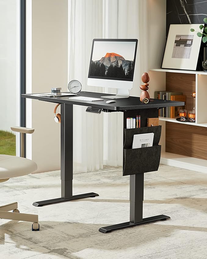 Marsail Electric Standing Desk Adjustable Height 48x24 inch Stand up Desk with Storage Bag & Headphone Hook, Memory Preset, Home Office Computer Workstation