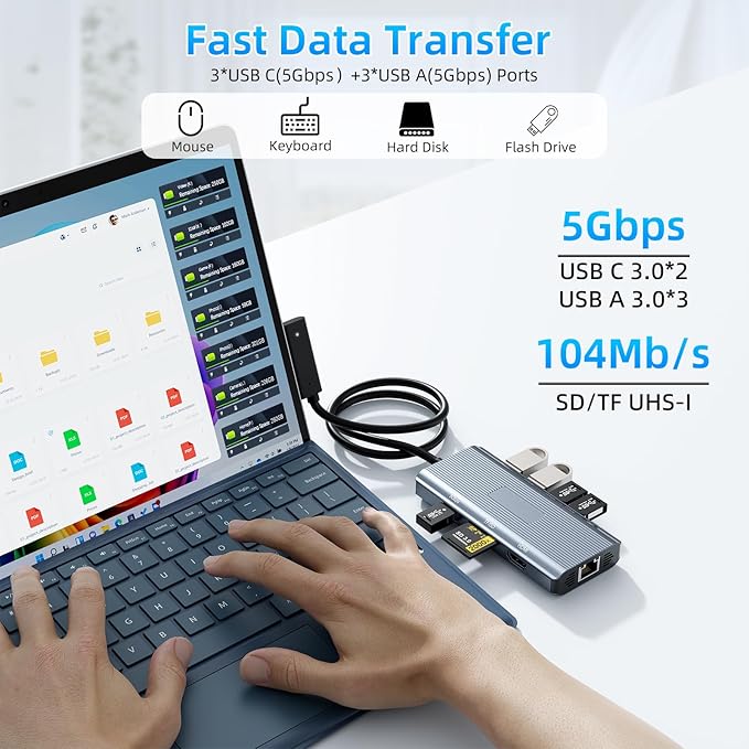 New for Microsoft Surface Dock 2, 10-in-1 Surface Docking Station with 4k@60Hz HDMI,Ethernet,SD/TF Slot,USB 3.0,PD, Surface Dock Hub for Surface Pro 11/10/9/8/X/7/6/5, Surface Laptop Go, Surface Book