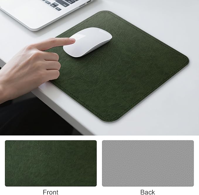 Imitation Crazy Horse Leather Desk Mat - Waterproof Desk Pad - Ideal for Large Mouse Pad and Desk Mats on Top of Desks (Green+Gray, 11"*8")