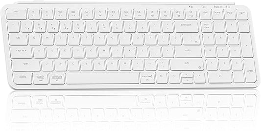 Keychron Ultra-Slim B2 Pro Bluetooth Keyboard 2.4 GHz Wireless Lightweight 96% Launcher Support with Numeric Keypad Compatible for Mac Windows Linux - Ivory White