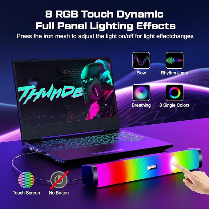 Computer Speakers for Desktop, Gaming Speakers with Touch Lights PC Speakers with Surge Clear Sound, USB Powered for Computer Desktop PC Laptop Monitor