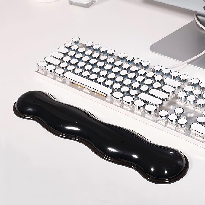 Gel Keyboard Wrist Rest Set, Clear Wrist Rest for Keyboard and Mouse, Ergonomic Keyboard Mouse Wrist Rest for Typing Pain Relief, Suitable for Office, Gaming, Computer, Laptop - Black