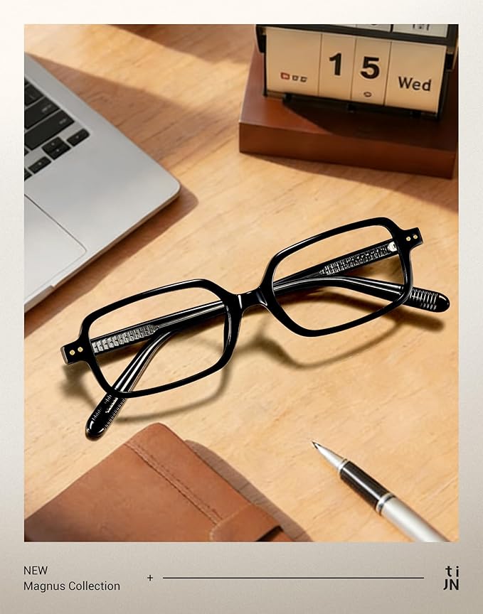 TIJN Magnus Square Blue Light Blocking Glasses for Women Men,Rectangular Computer Glasses for Gaming Work Screen Use,TR90