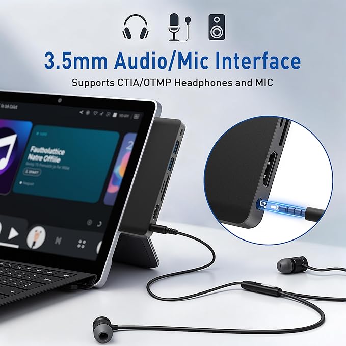 Surface Pro 12 Docking Station, Surface Pro 12 Accessories with 4K HDMI, Thunerbolt 4 Hub (4K@60Hz Display+ 40Gbps Data+ 100W Charging), 2 USB3.0, SD/TF, 3.5mm Audio for Surface Pro 12 inch 2025