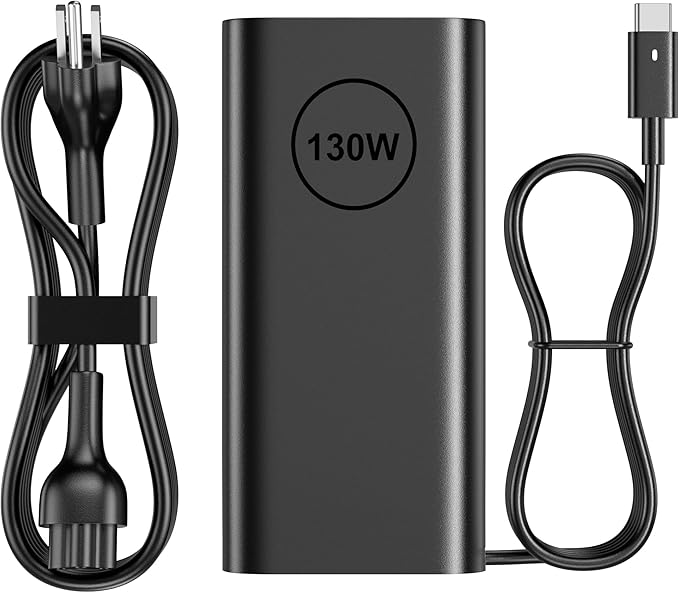 130W USB C Laptop Charger Compatible with Dell XPS 15 17 2in1 9575 9500 9520 9700 Precision 3560 5550 5530 5750 5560 5570 Latitude 9510 9410 7210 7310 7410 5510Type C AC Adapter Power Cord