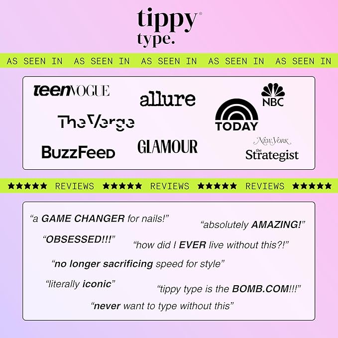 TIPPY TYPE Raised Keyboard Cover for Long Nails – Fits Logitech MX Keys S Full-Size Keyboard - Silicone - The Original - Comfortable Typing, Quiet, Nail Protection (Cotton Candy Pink)