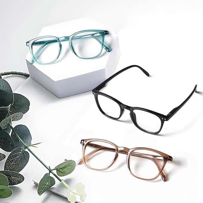 Henotin 3-Pack Blue Light Blocking Reading Glasses,Spring Hinge Computer Readers for Men Women,Anti UV Ray Filter Eyeglasses (Mixed Color-3, 2.25, Diopters)