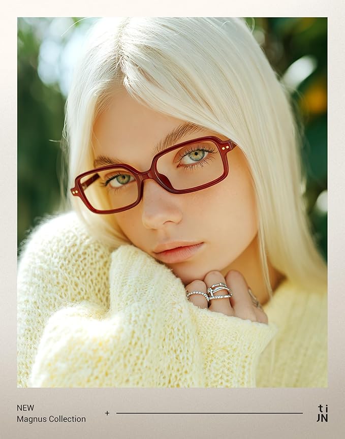 TIJN Magnus Square Blue Light Blocking Glasses for Women Men,Rectangular Computer Glasses for Gaming Work Screen Use,TR90