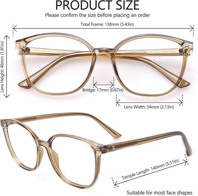 Women's Blue Light Blocking Glasses, TR90 Frame Computer Gaming Glasses Anti Eyestrain & UV Glare RF6208