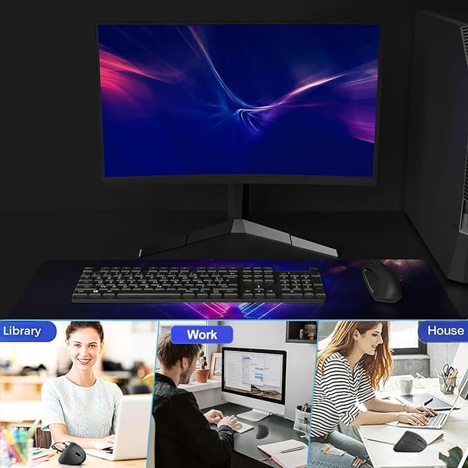 Ergonomic Mouse Wireless, Rechargeable Mouse Silent for Carpal Tunnel Right Hand, 2.4GHz USB Vertical Mouse Wireless for Laptop etc, 3 Adjustable 800/1200/1600 DPI, Black