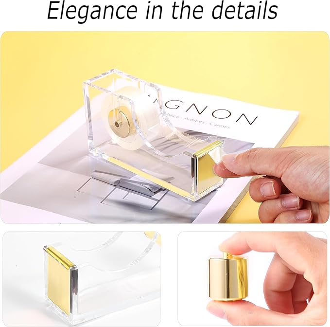 Desk Organizers and Accessories Set with 360-Degree Rotating Pen Holder, Acrylic Stapler, Tape Holder, Staple Remover, Binder/Paper Clips Kit, Scissor and 1 Box of Staples