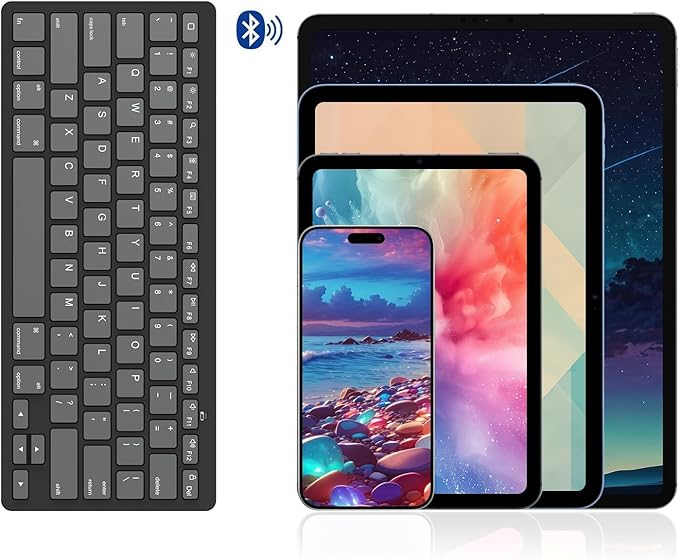 OMOTON Bluetooth Keyboard Compatible with iPad A16 11th 10th Generation, iPad 10.2 (9th/8th/7th), iPad Pro 13/12.9/11 inch, iPad Air/Mini and More iOS Devices, Graphite Black & Gray